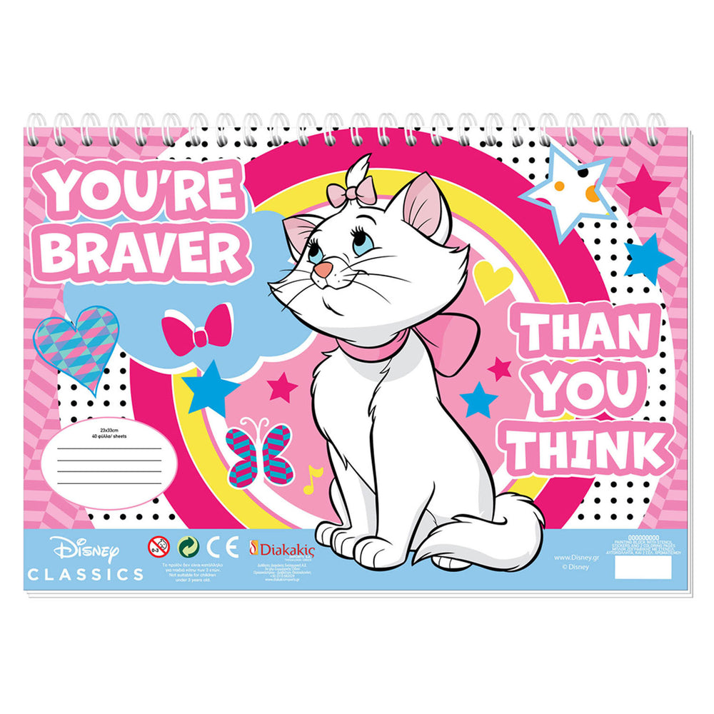 Marie Cat Coloring Pages with Stencil and Sticker Sheet