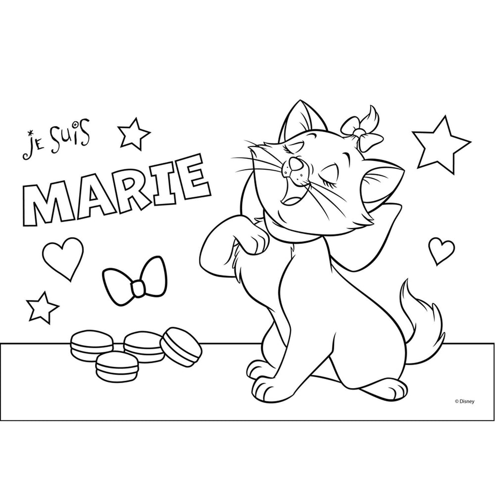 Marie Cat Coloring Pages with Stencil and Sticker Sheet