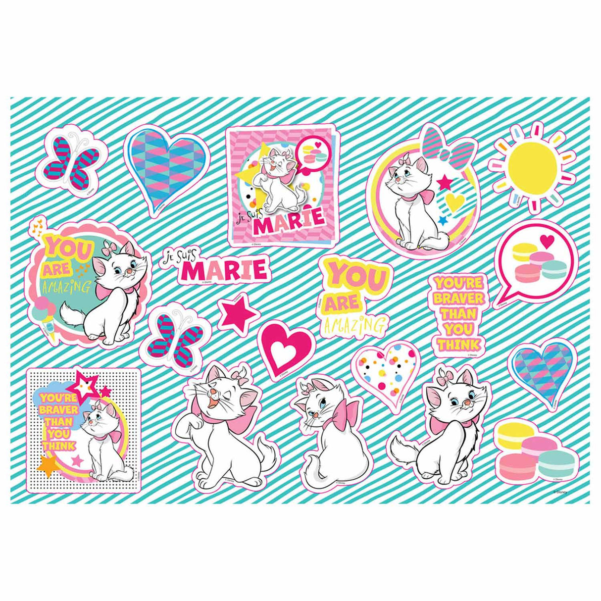 Marie Cat Coloring Pages with Stencil and Sticker Sheet