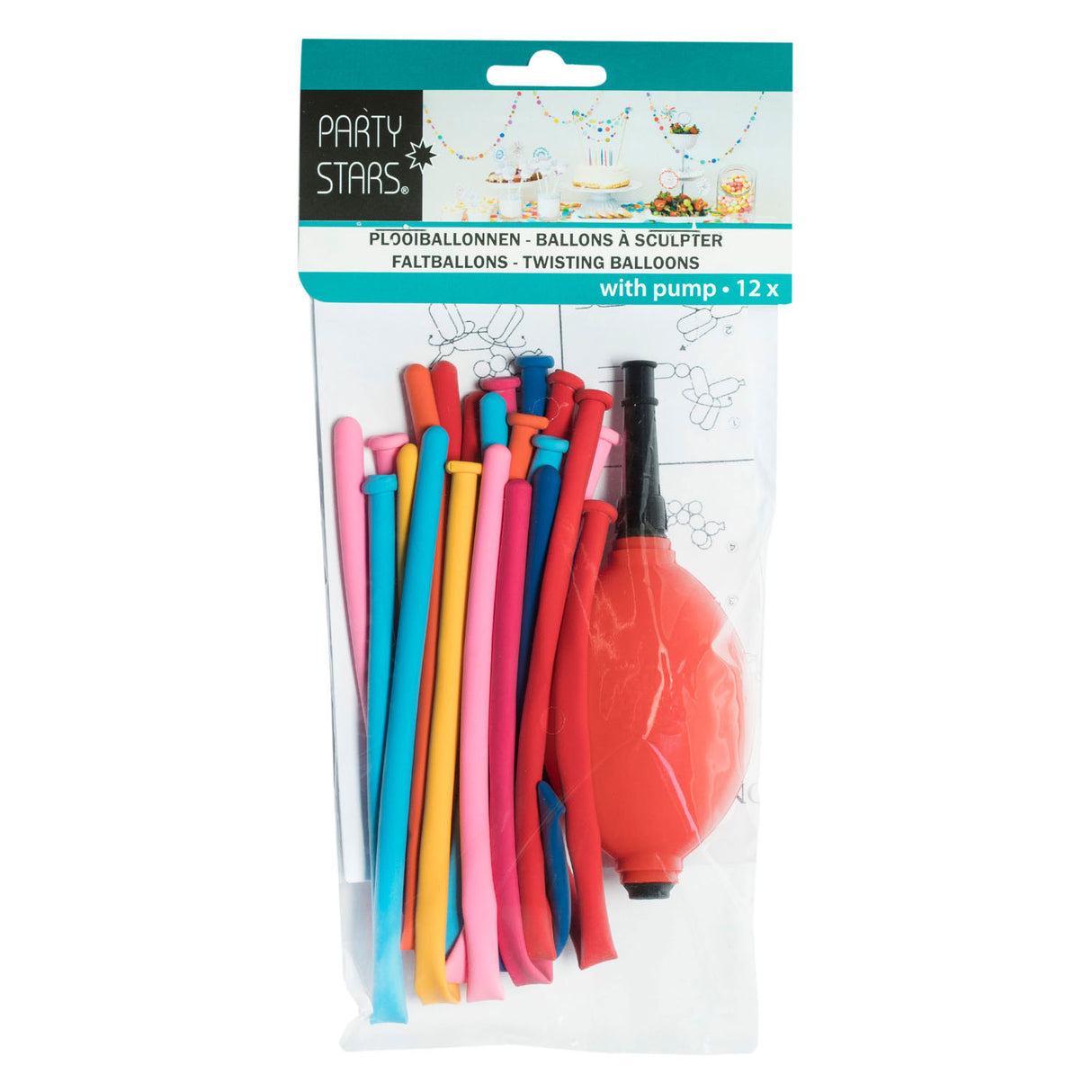 Party Stars Ballonpomp met 12 modelleerballonen