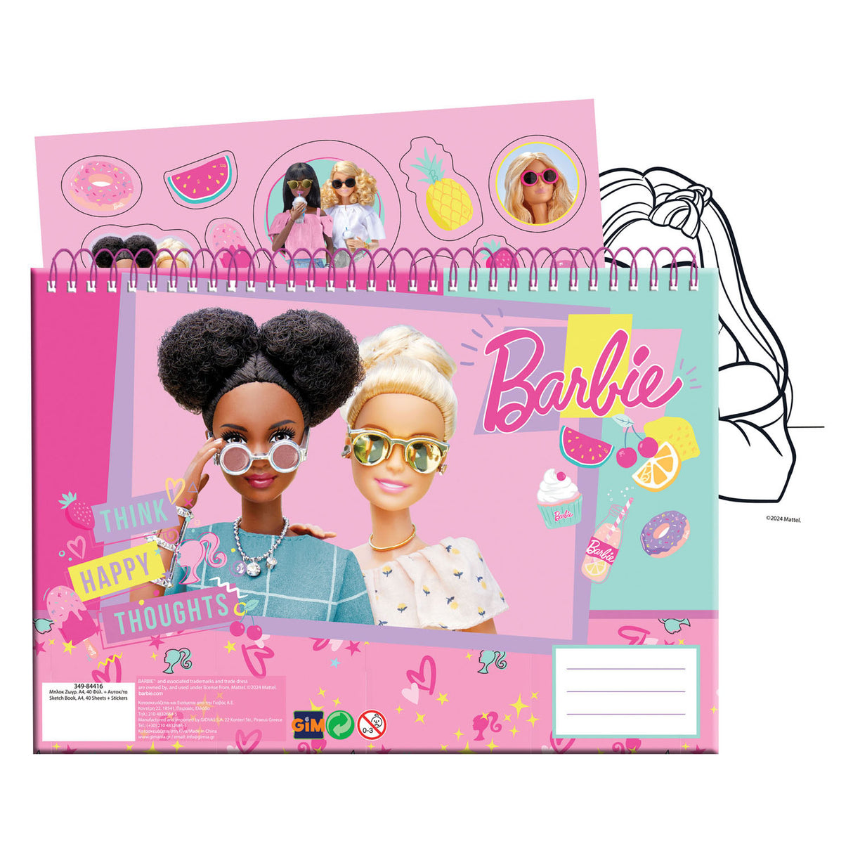 Bloc de dibujo Barbie, 40 hojas incl. pegatinas