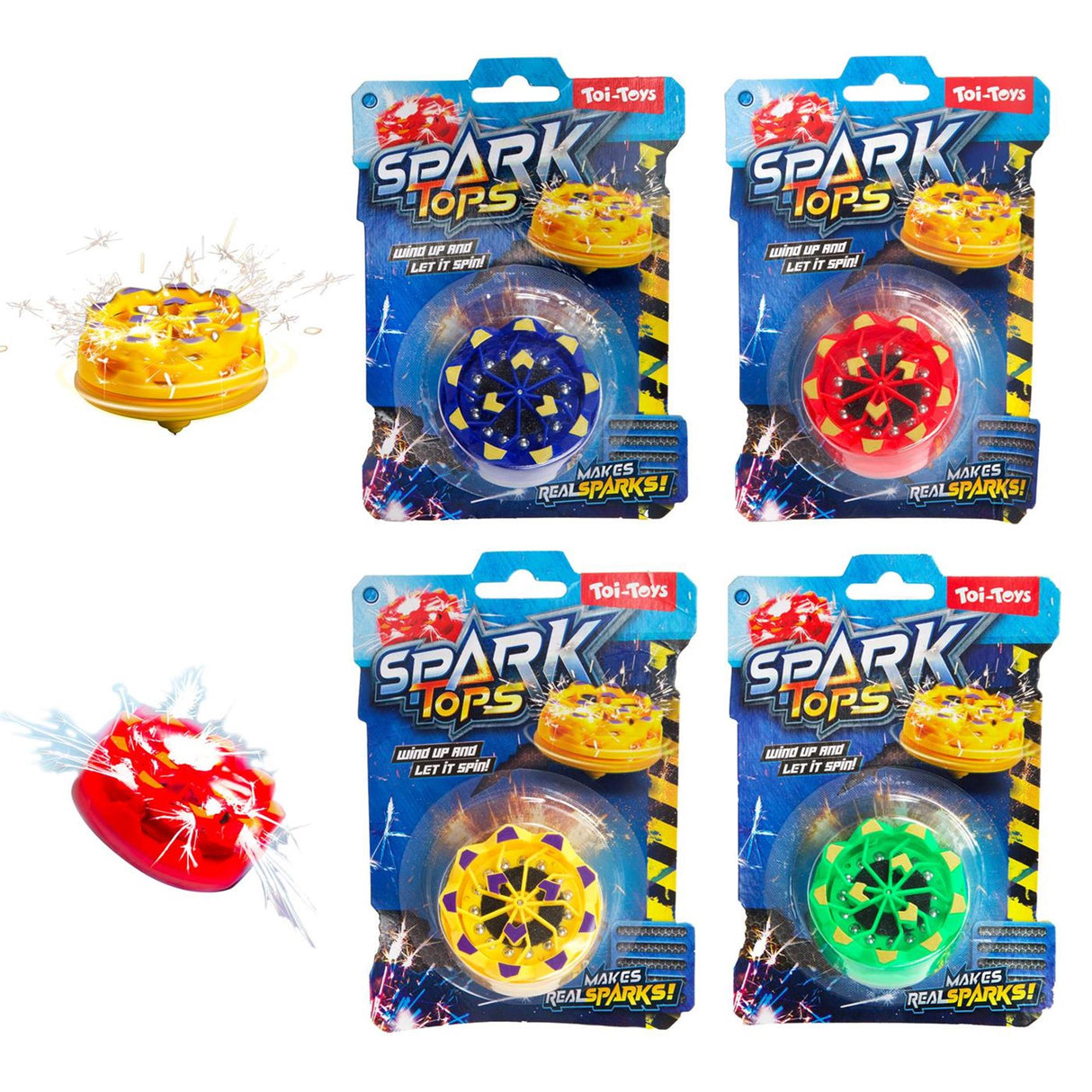 Toi-toys fun wind-up top sparks with flint