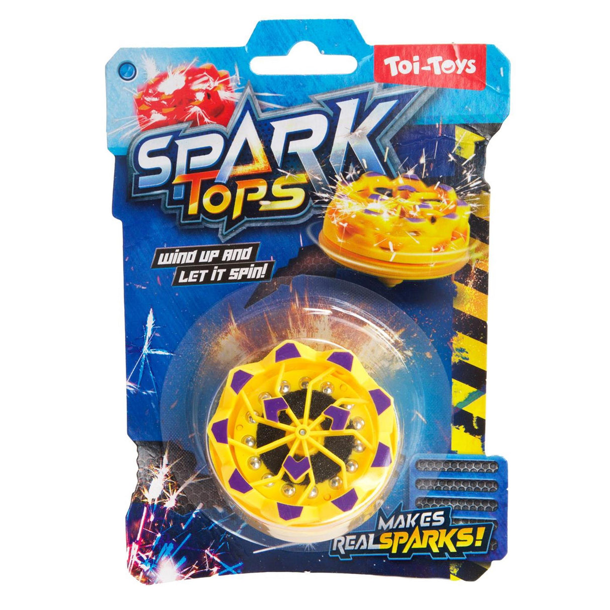 Toi-toys fun wind-up top sparks with flint