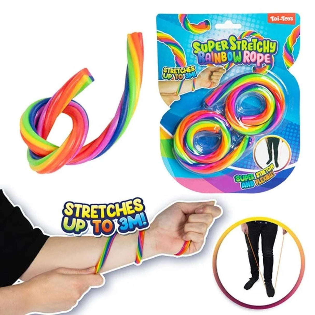 Toi-toys super stretchy rope rainbow 2 pieces