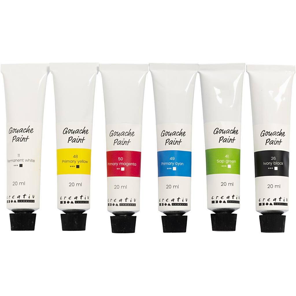 Creativ company gouache paint, standard colors, 6x20 ml 1 box