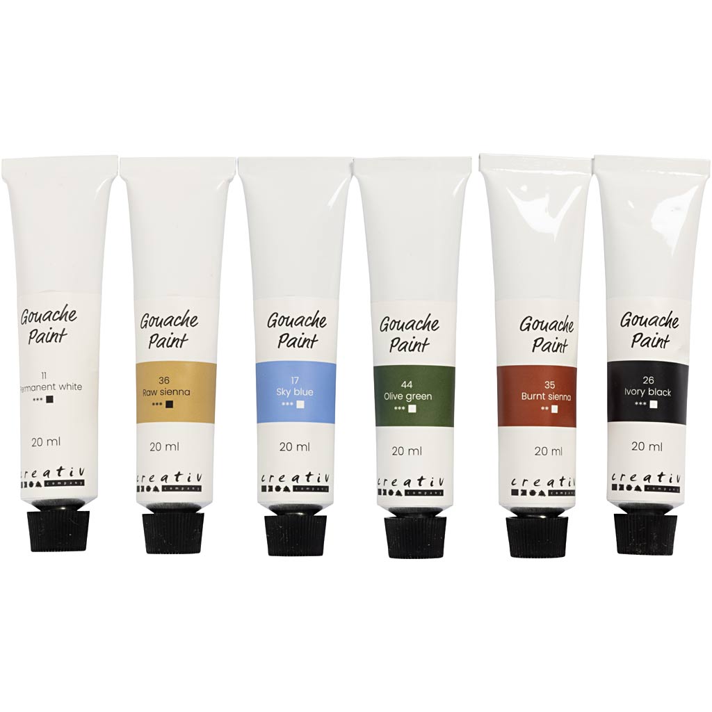 Creativ company gouache paint, natural colours, 6x20 ml 1 box
