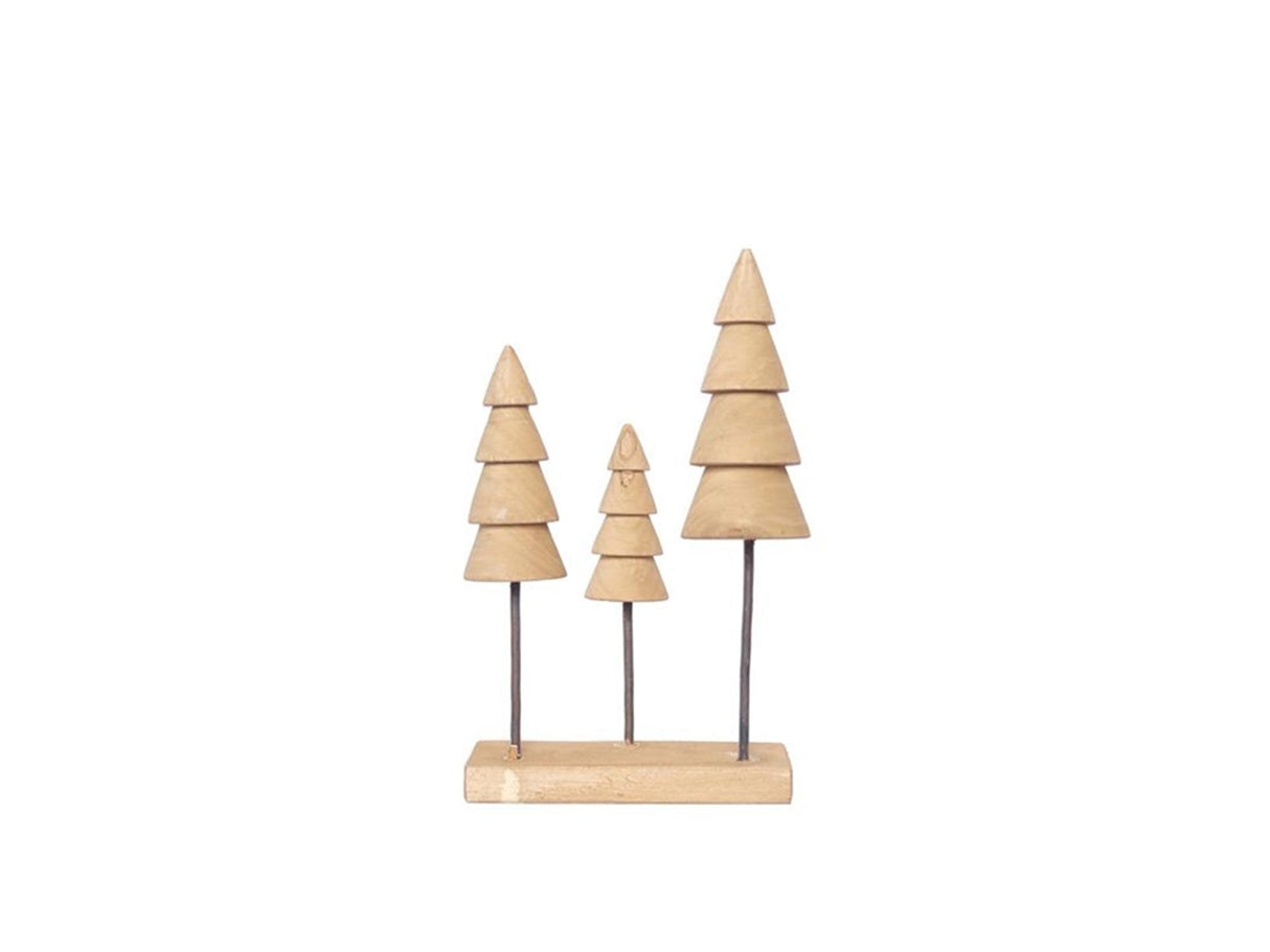 House of nature kerstboom hout 33cm 3-delig op voet
