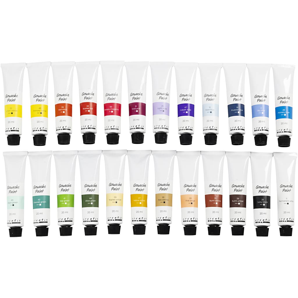 Creativ company gouache paint, various colors, 24x20 ml 1 box