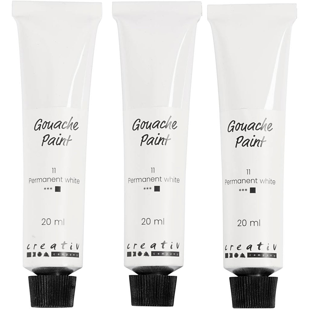 Creativ company gouache paint, white, 3x20 ml 1 box
