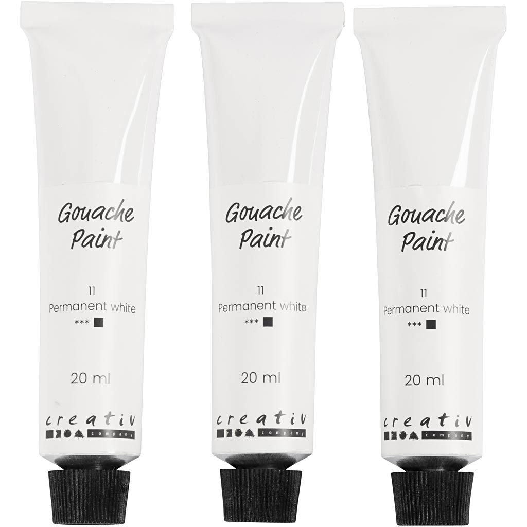 Creativ company gouache paint, white, 3x20 ml 1 box