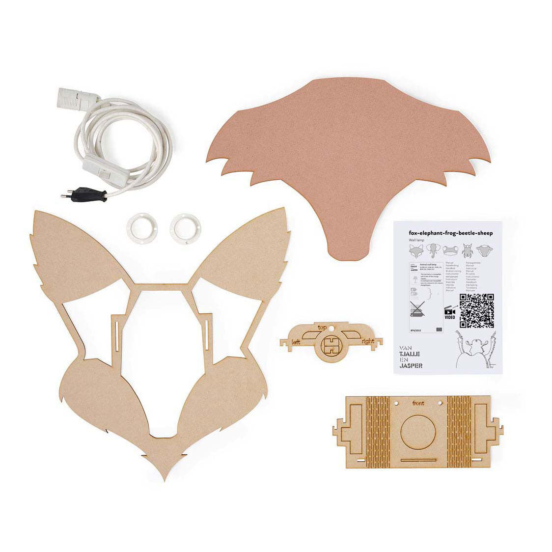Van tjalle en jasper - vos wandlamp - hout