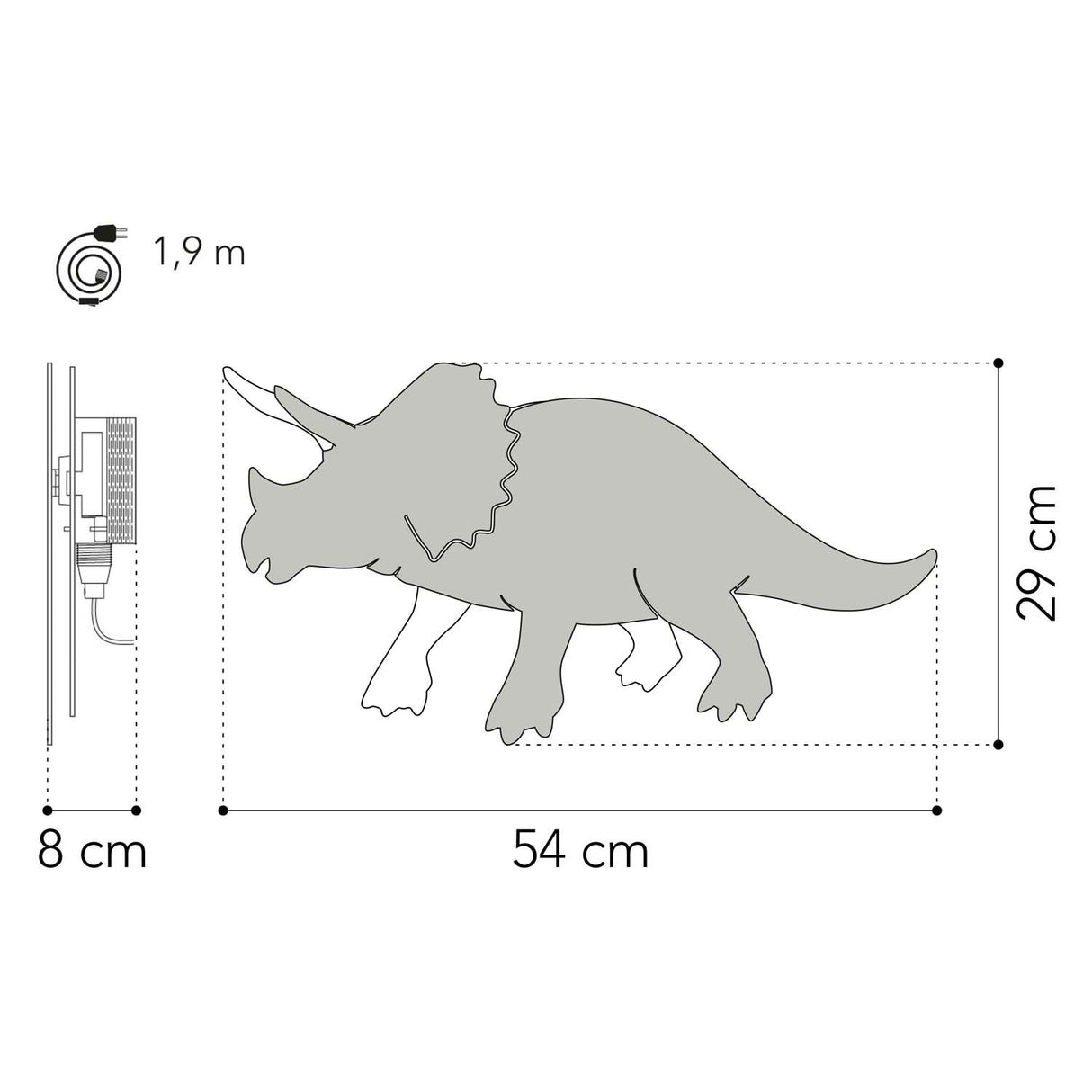 Od Tjalle i Jaspera - kinkiet dinozaura Triceratops - drewno