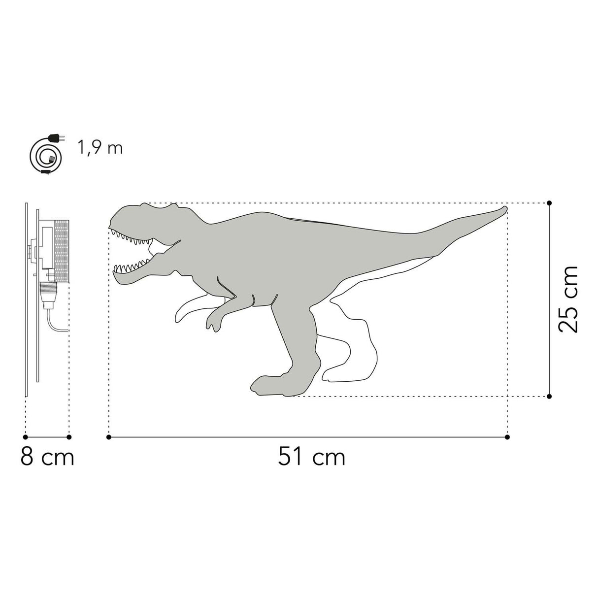 Van tjalle en jasper - dino wandlamp t-rex - hout