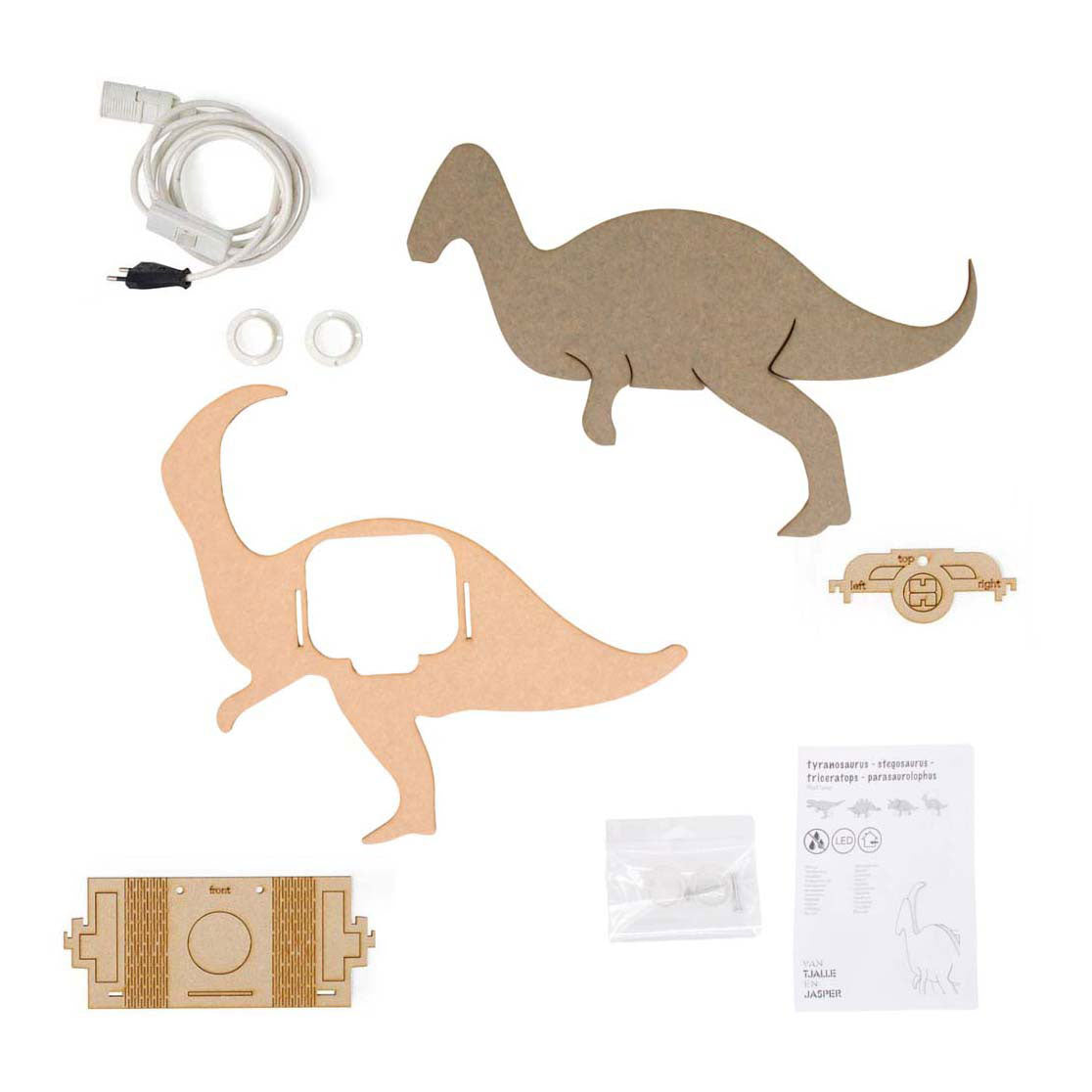 Van tjalle en jasper - dino wandlamp parasaurolopus - hout