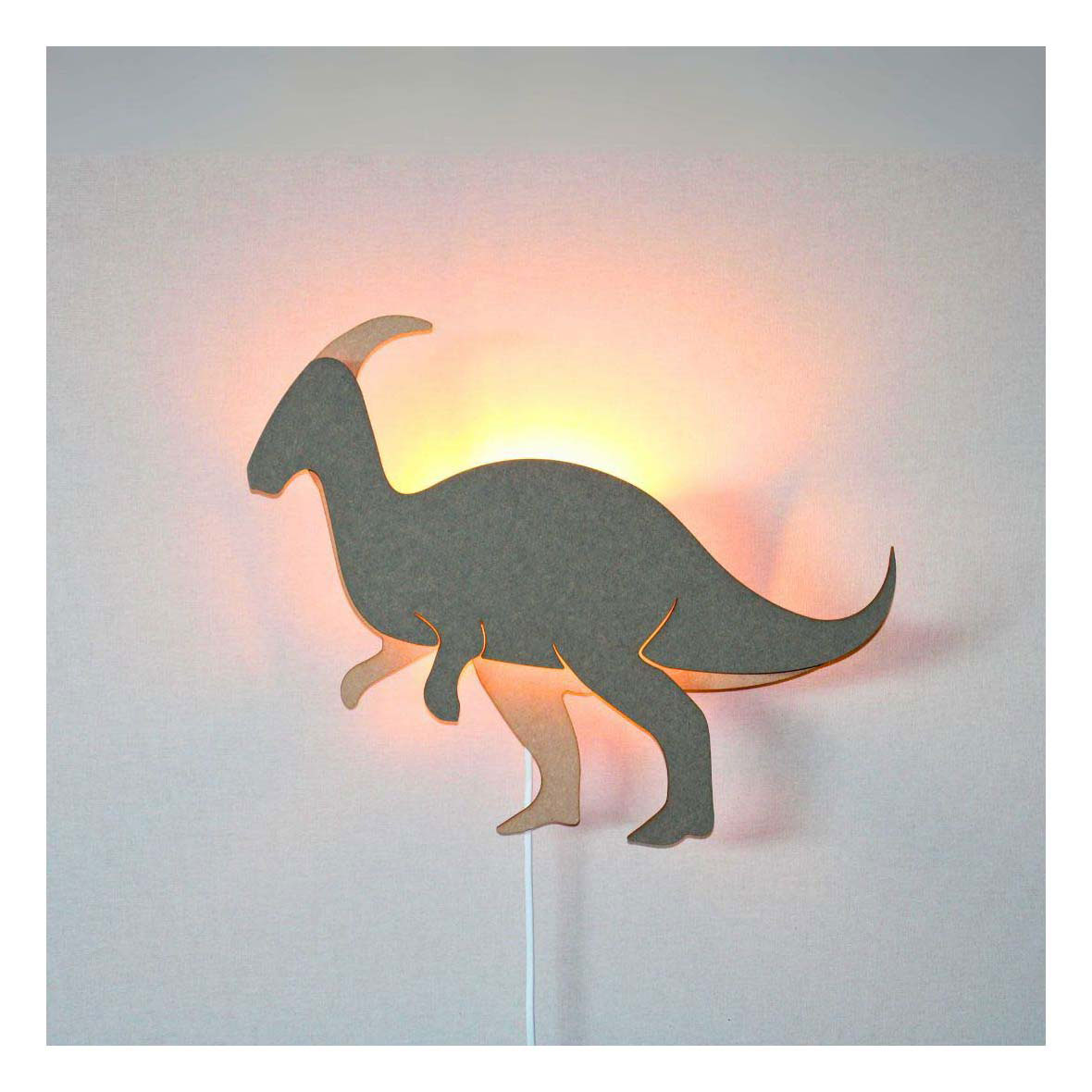 Van tjalle en jasper - dino wandlamp parasaurolopus - hout