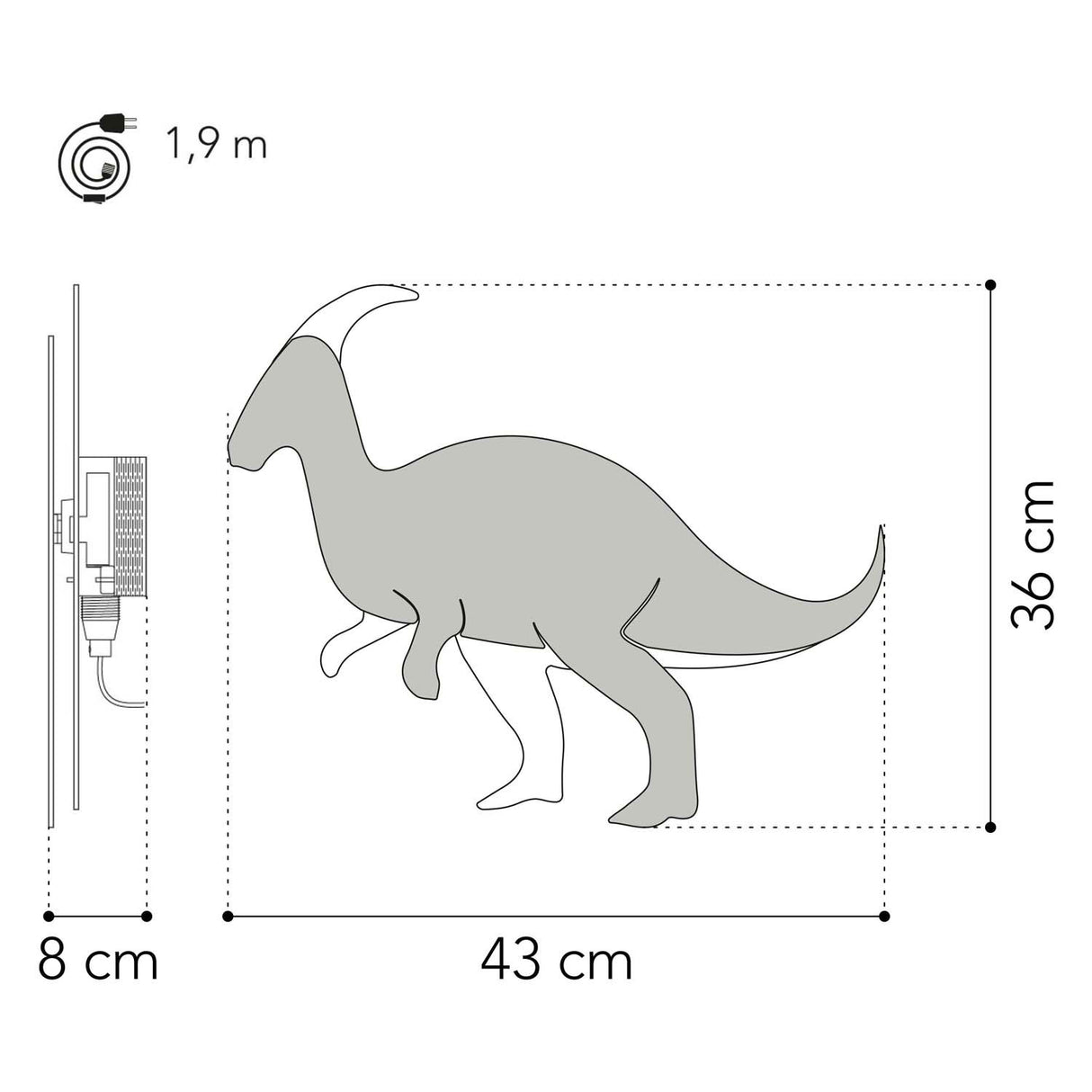 Van tjalle en jasper - dino wandlamp parasaurolopus - hout