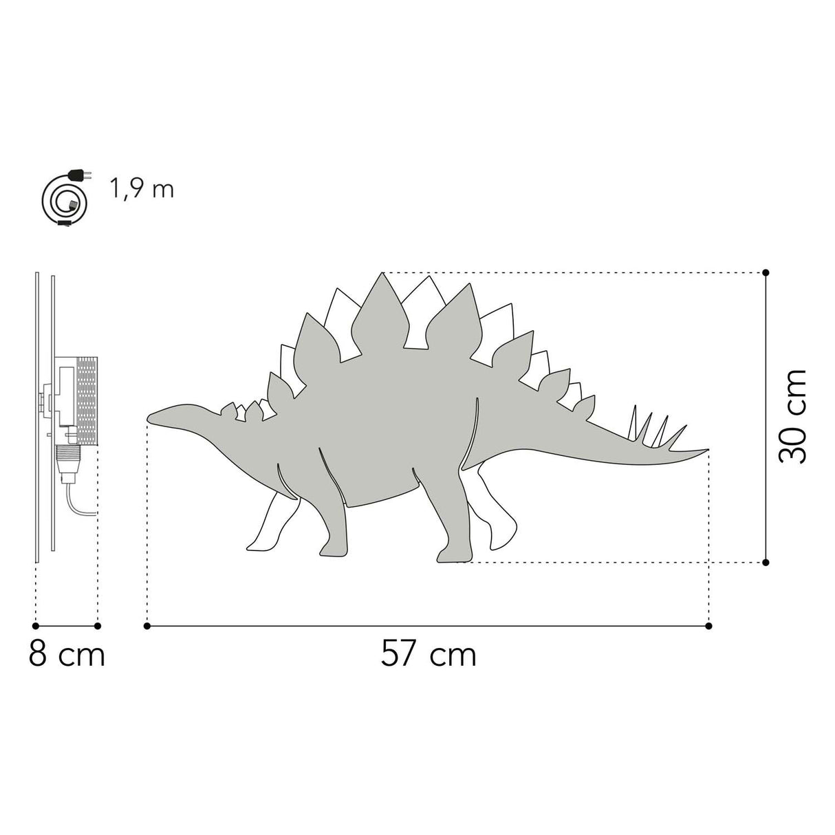 Van tjalle en jasper - dino wandlamp stegosaurus - hout