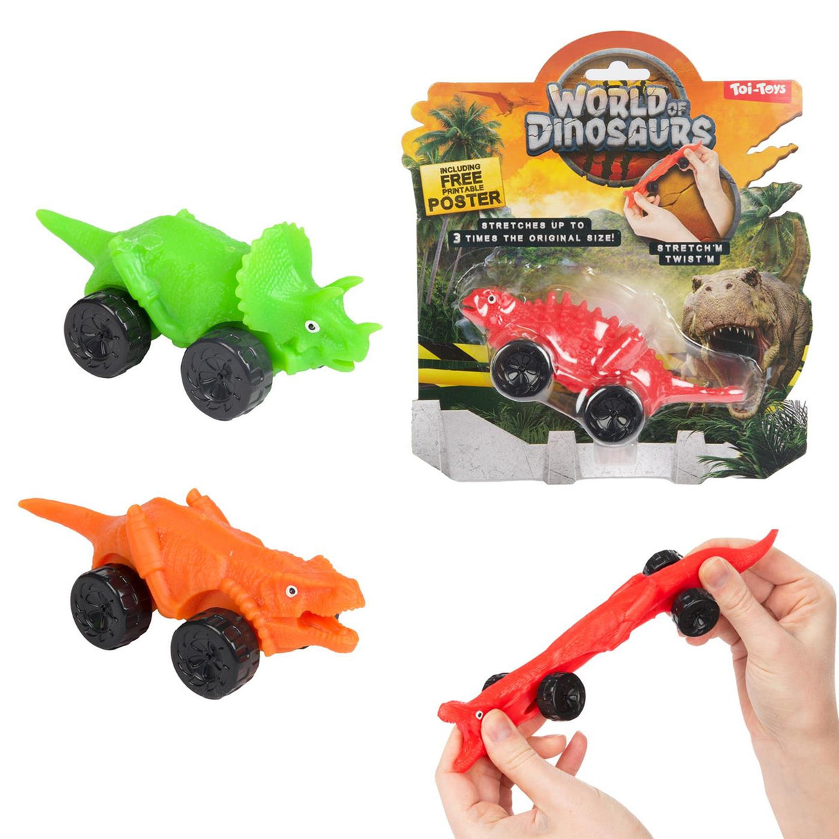 Coche dinosaurio elástico
