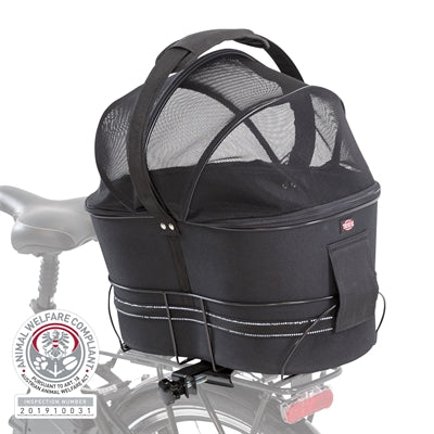 Trixie Bicycle Basket on the back black with cushion and hood