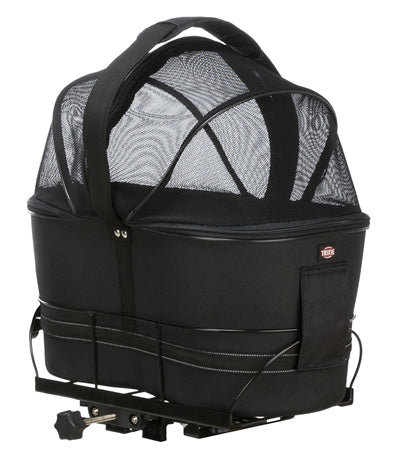Trixie Bicycle Basket on the back black with cushion and hood