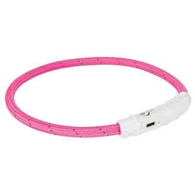 Trixie Collar Dog Flash Light Collar USB TPU Nylon Pink