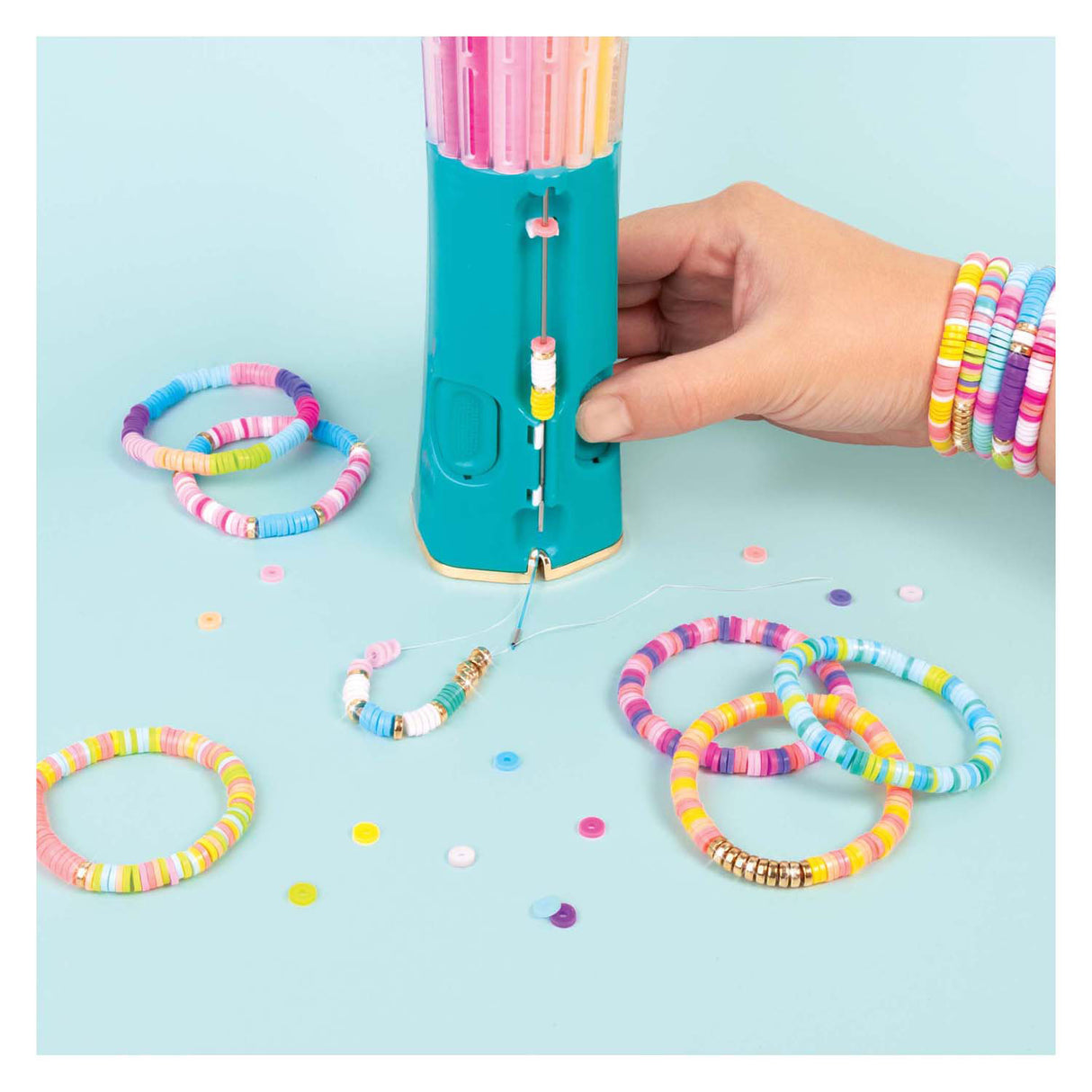 Making Spectron heishi bracelets