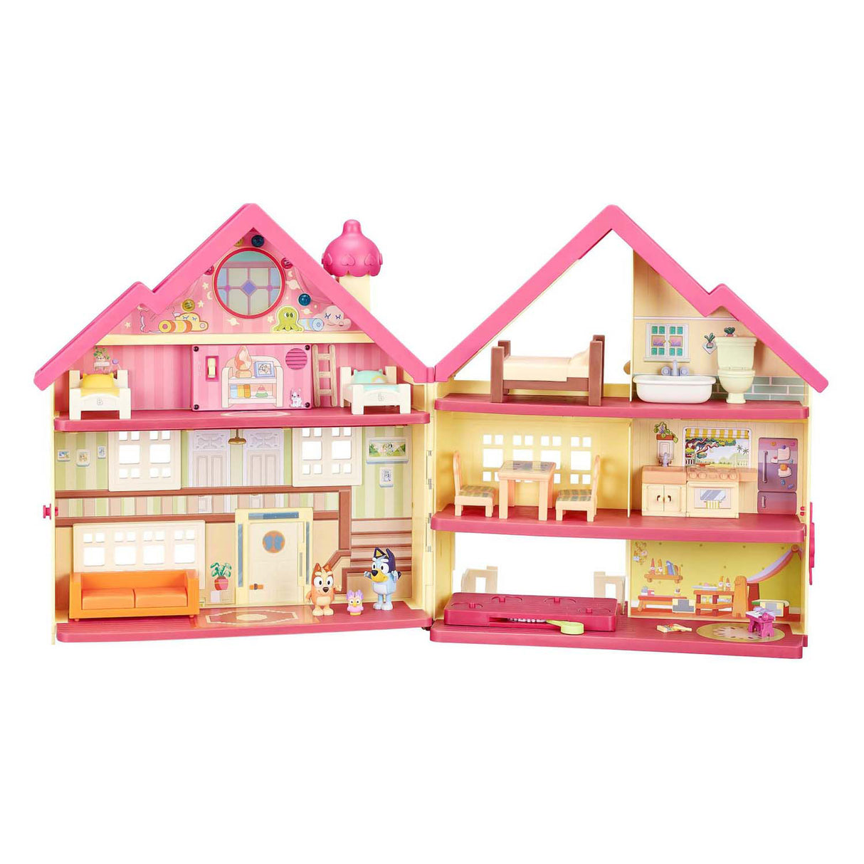 Moose joue avec la maisonnette bluey ultime avec lumière et son