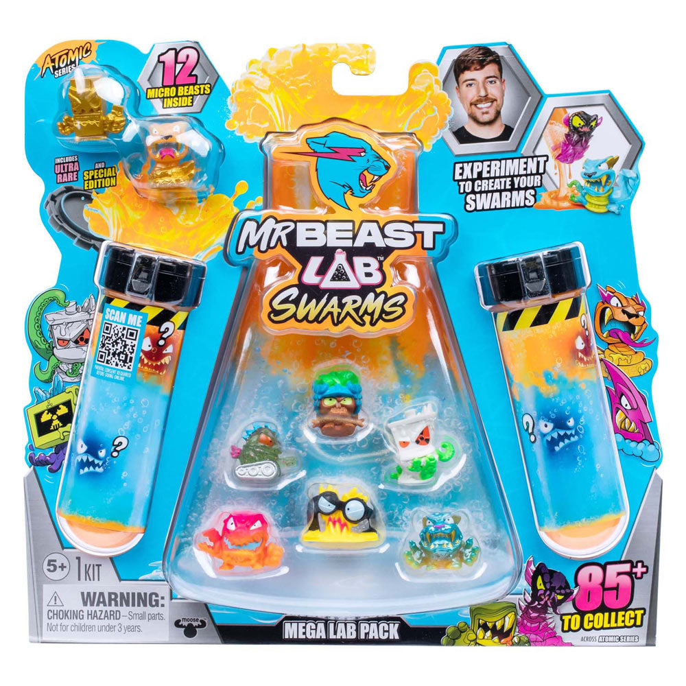 Spectron mrbeast lab swarms serie 2 figura de acción de la serie atómica, paquete de 12