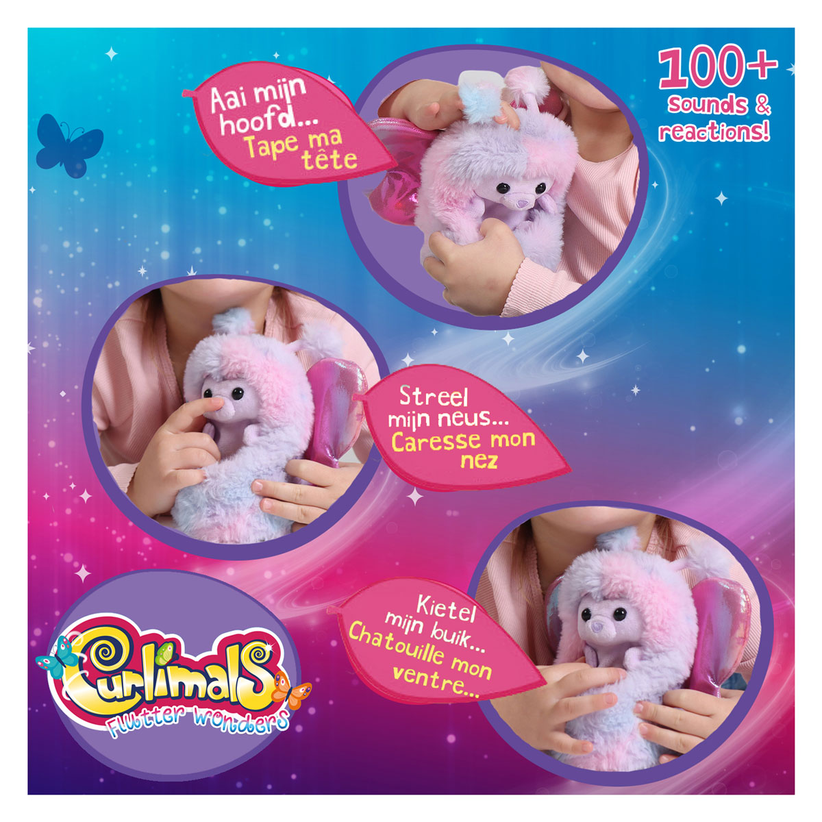 Curlimals Flutter Wonders Pink Interactive Plush Toy