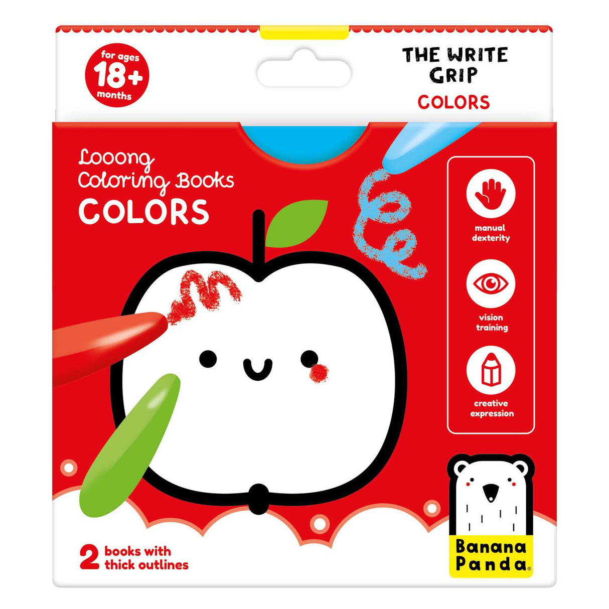 Panda banánová - omaľovánka s farbami rúčky na písanie