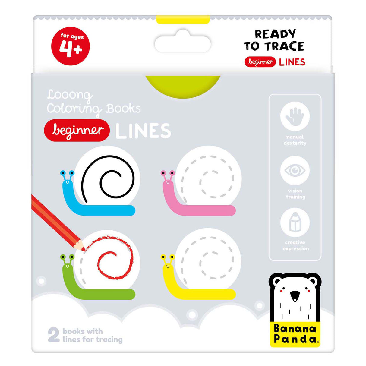 Banana panda - omalovánka připravená k obkreslování začátečnických čar