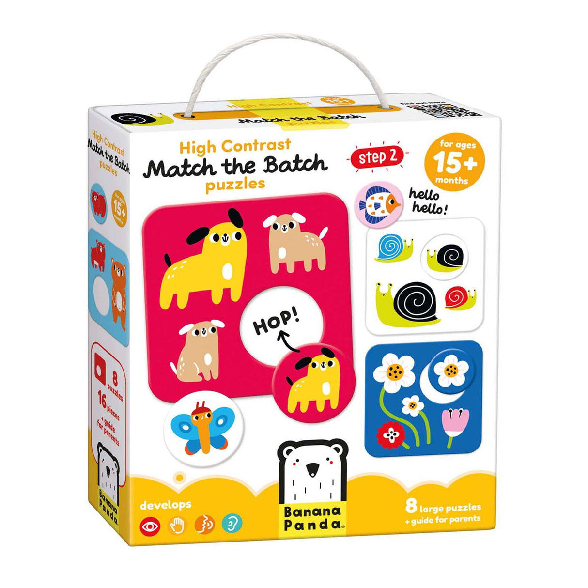 Bananpanda - puslespill med høy kontrast finner det samme - 8 brikker.