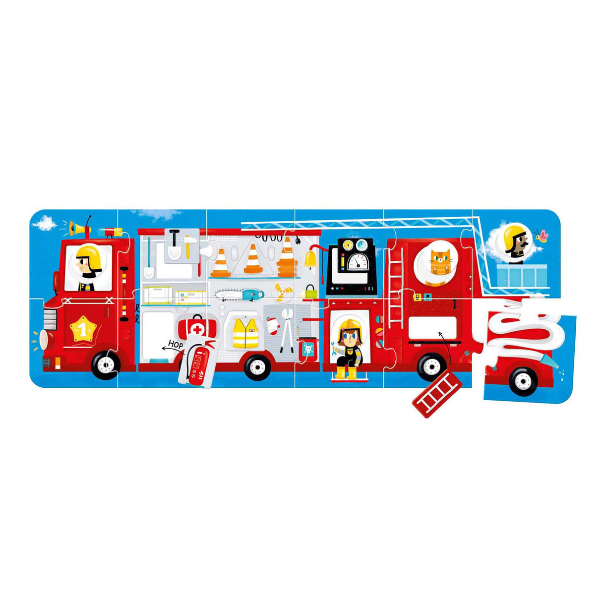 Panda banane - adapter le puzzle au camion de pompiers - 23 pcs.