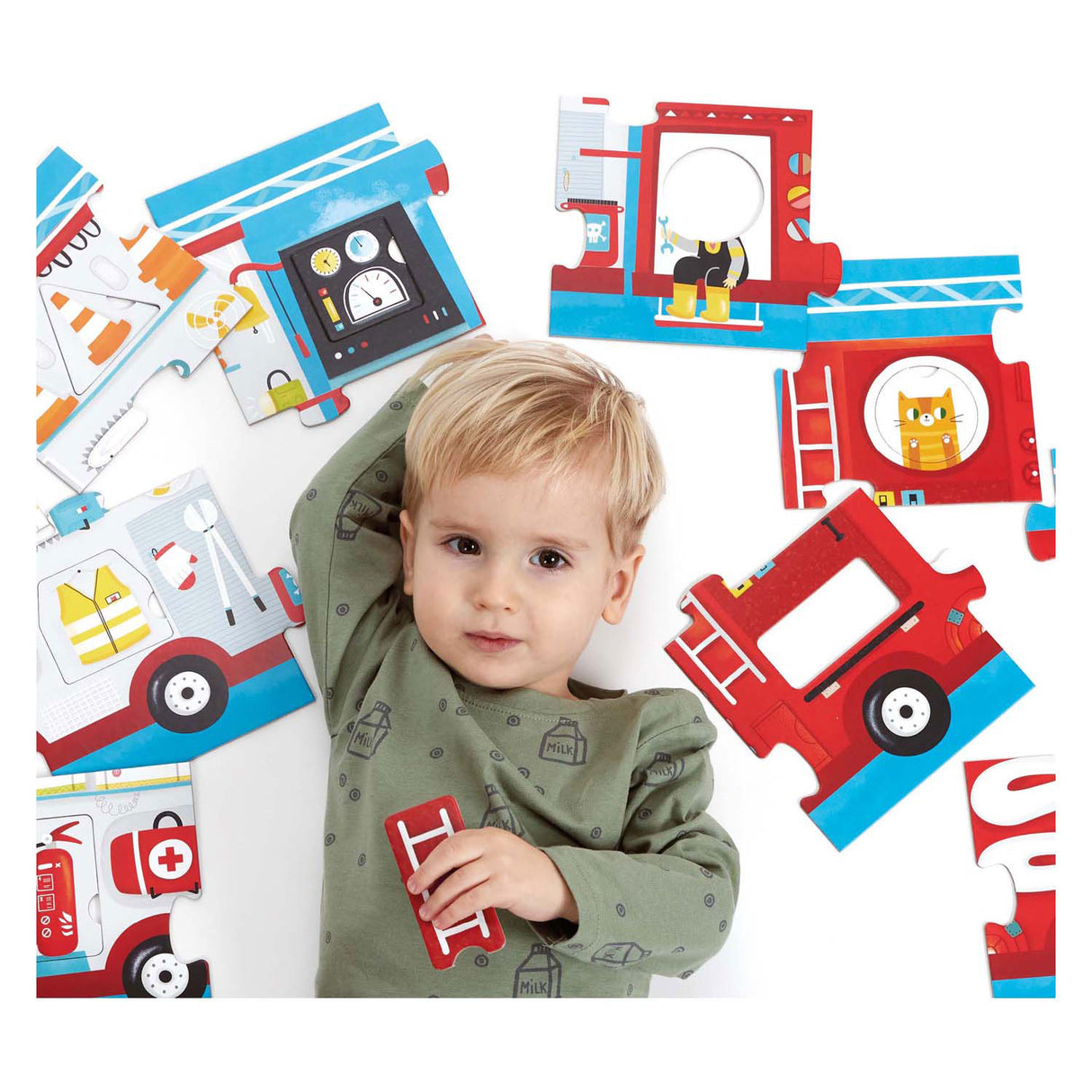 Panda banane - adapter le puzzle au camion de pompiers - 23 pcs.
