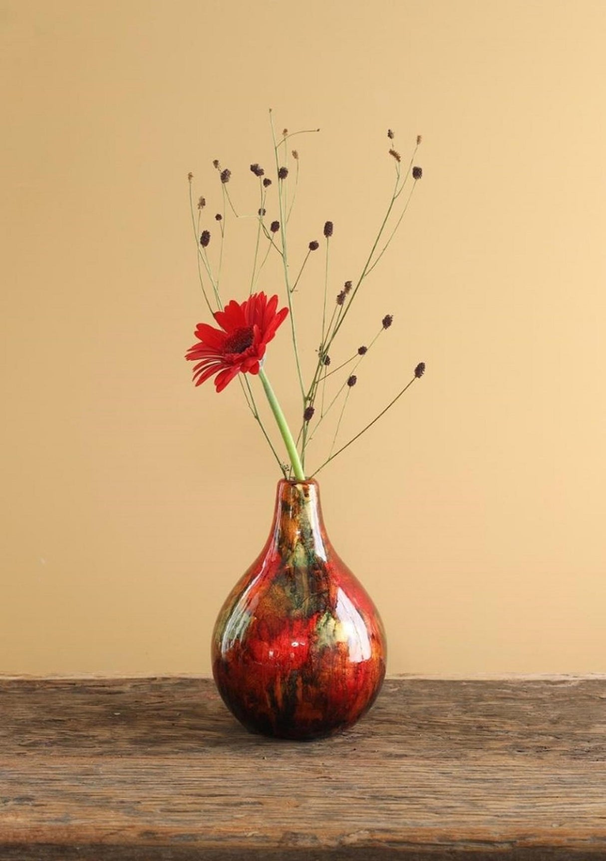 Ideas 4 seasons dazzle vaas ø12xh18cm ruby rood