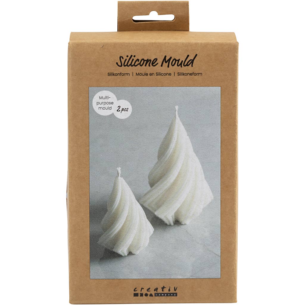 Creativ company silicone mold, Christmas trees, h: 8+11 cm, d 5+7 cm, 2 pieces 1 box