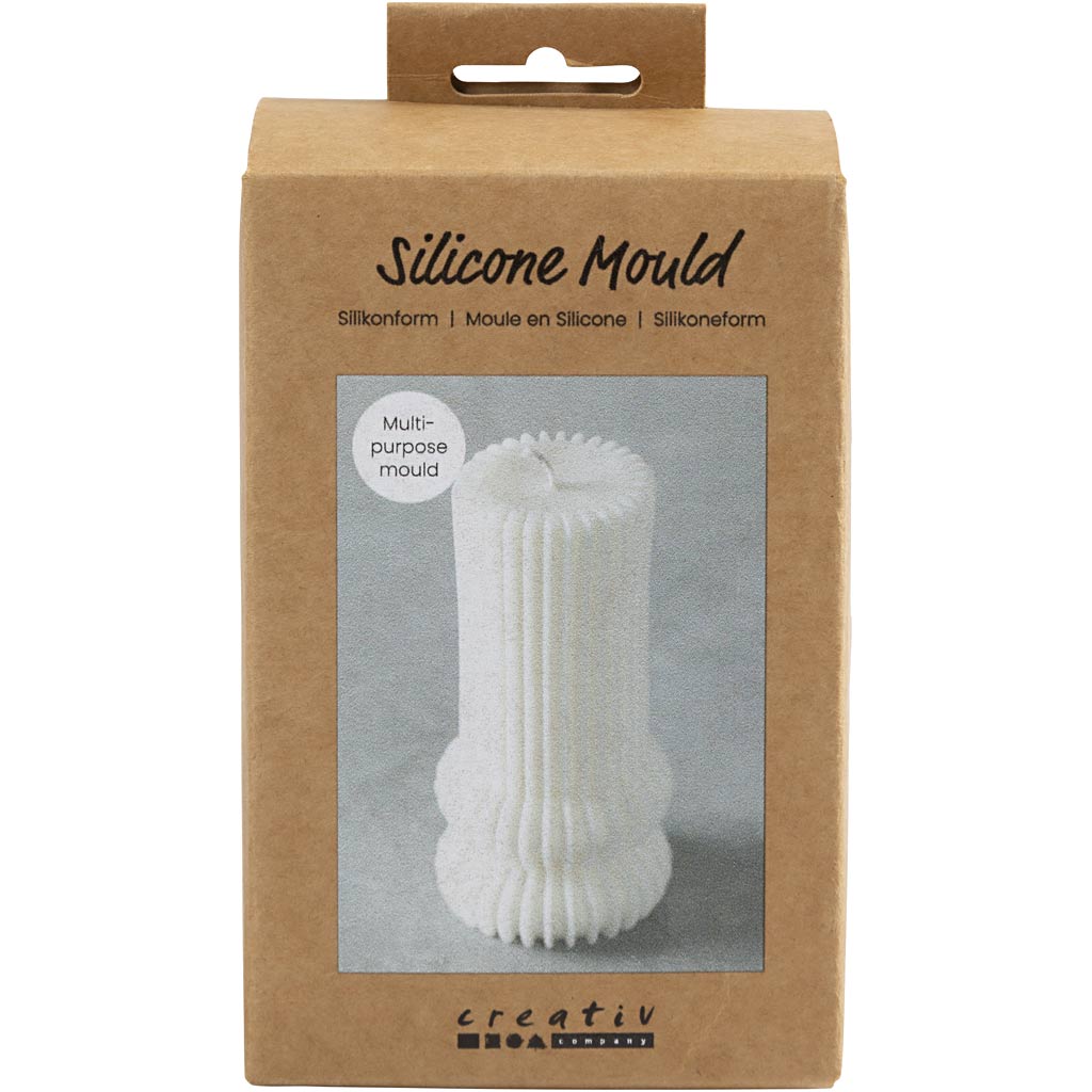 Creativ company silicone mold, ribbed cylinder with arches, h: 12.5 cm, d 6 cm, 1 piece 1 box