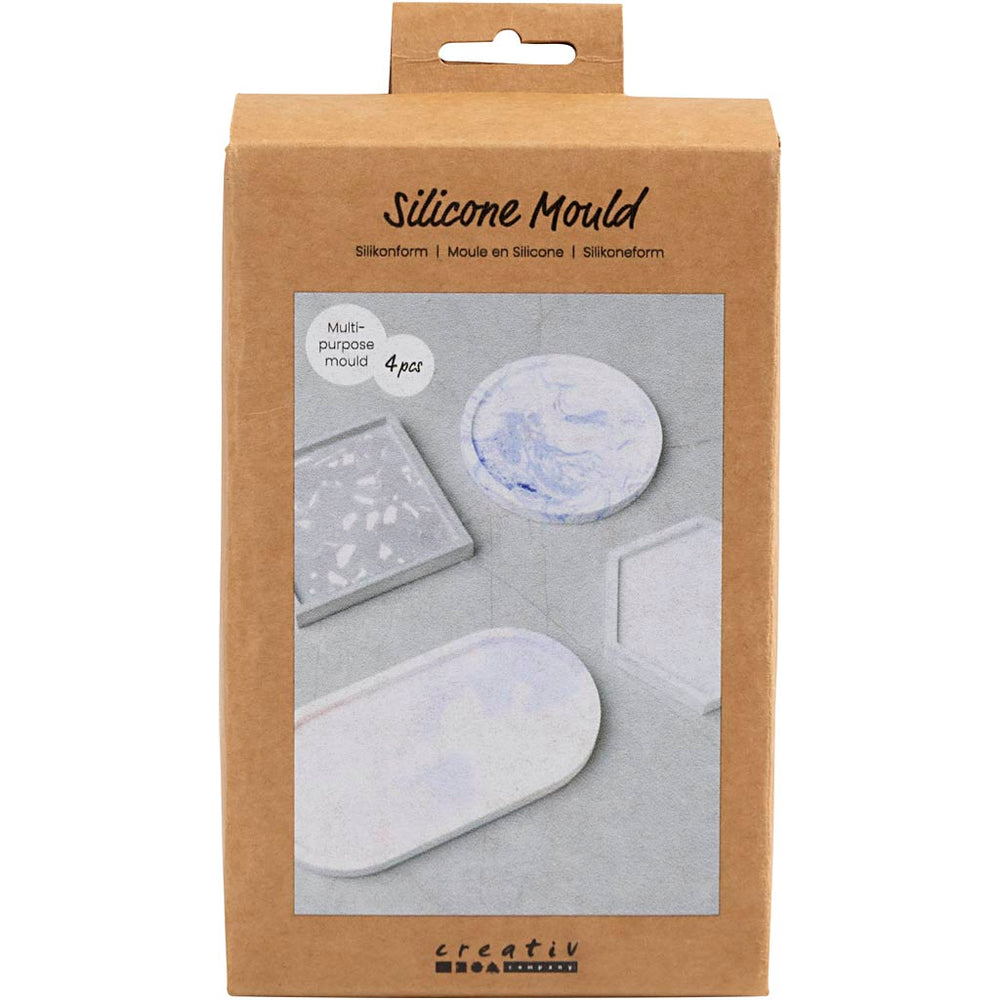 Creativ company silicone molds, square, circle, hexagon and oval, h: 1-1.5 cm, d 9-11.2 cm, 4 pieces 1 box