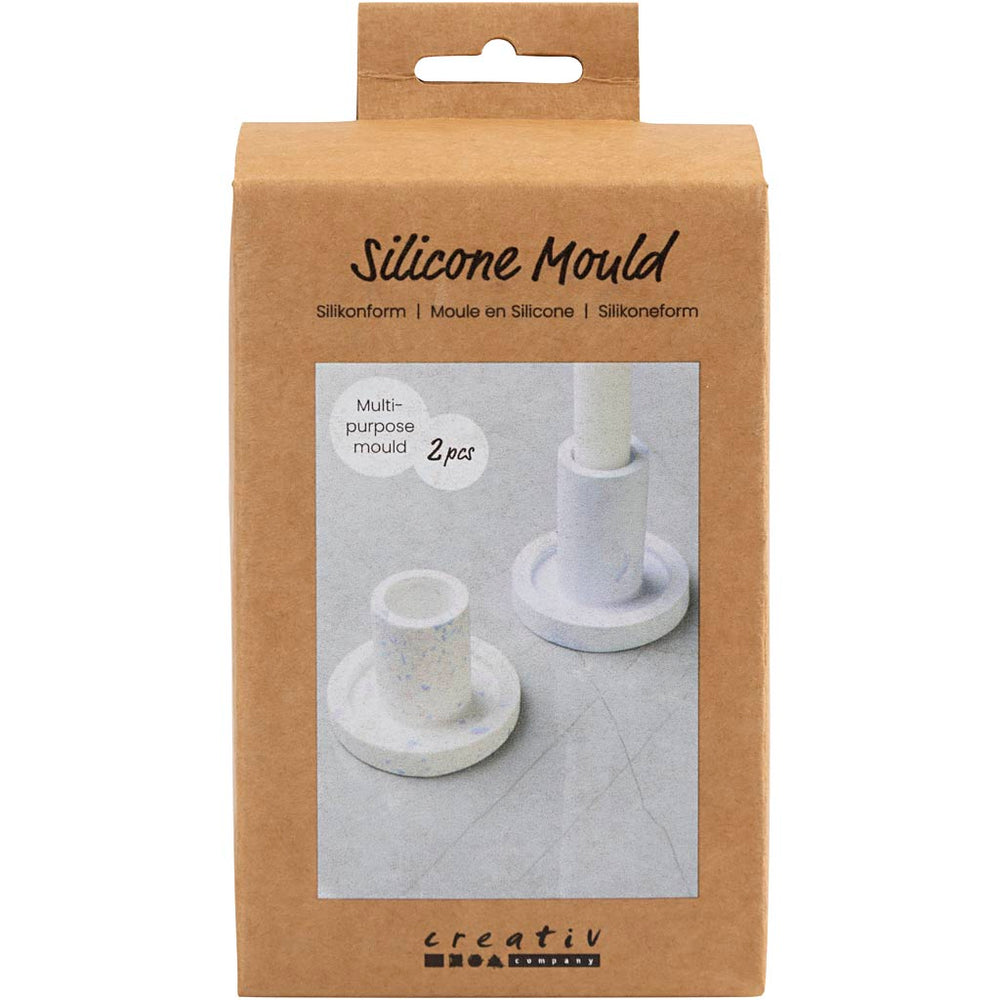Creativ company silicone molds, candle holder, h: 6.5+7.5 cm, d 7.3 cm, 2 pieces 1 box