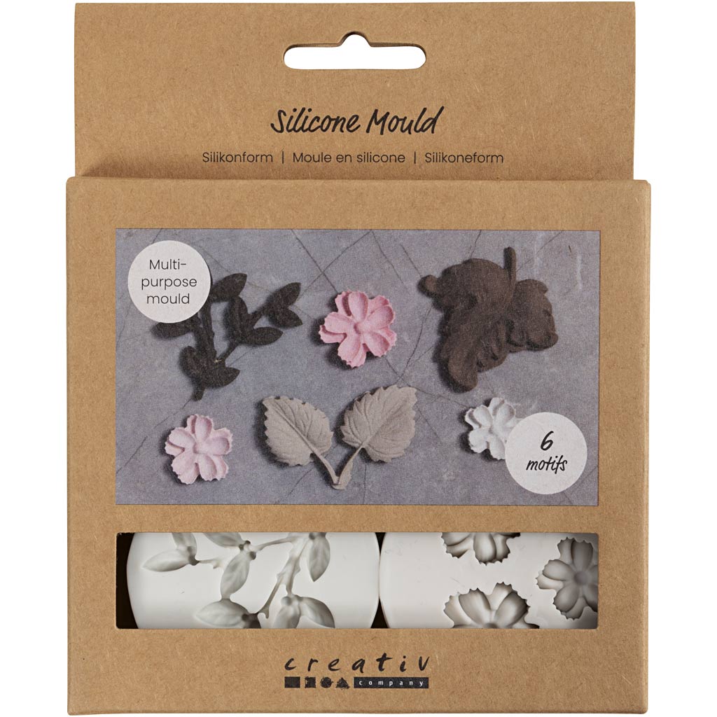 Creativ company silicone molds, leaves and flowers, h: 0.5 cm, l: 1.8-4.5 cm, 4 pieces 1 piece