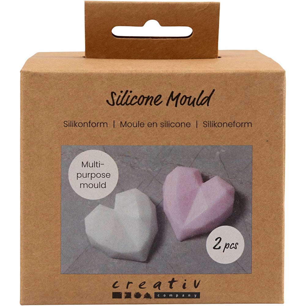 Creativ company silicone molds, facet-cut heart, h: 2 cm, l: 6 cm, w: 5.8 cm, 2 pieces 1 box