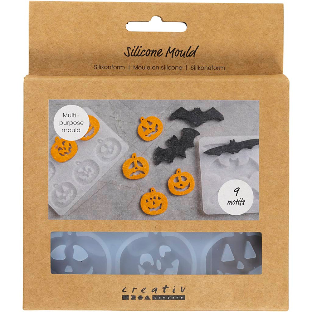 Creativ company silicone molds, bats and pumpkins, h: 0,3+0,5 cm, w: 3+8 cm, matt transparent, 2 pieces 1 piece