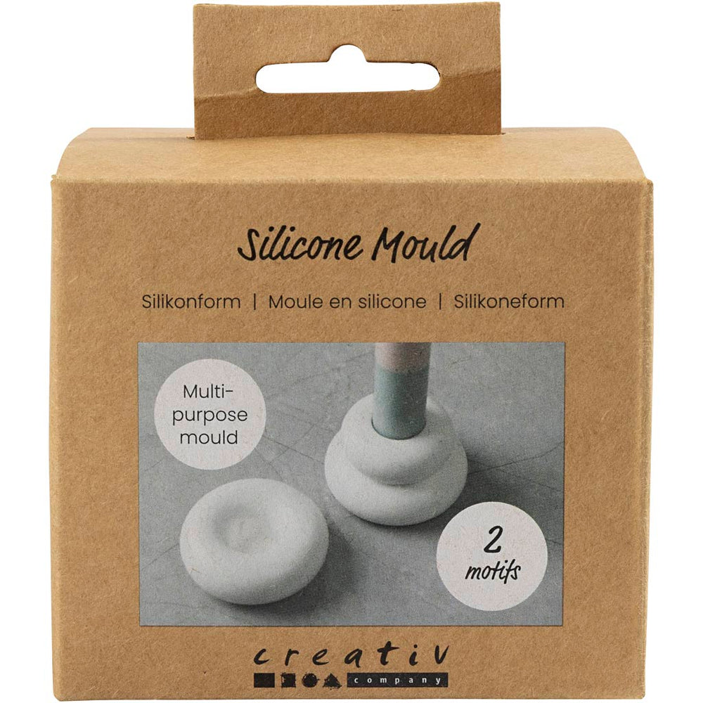 Creativ company silicone molds, donut-shaped candle holders, h: 2+3.8 cm, d 6+6.2 cm, matt transparent, 1 piece 1 box