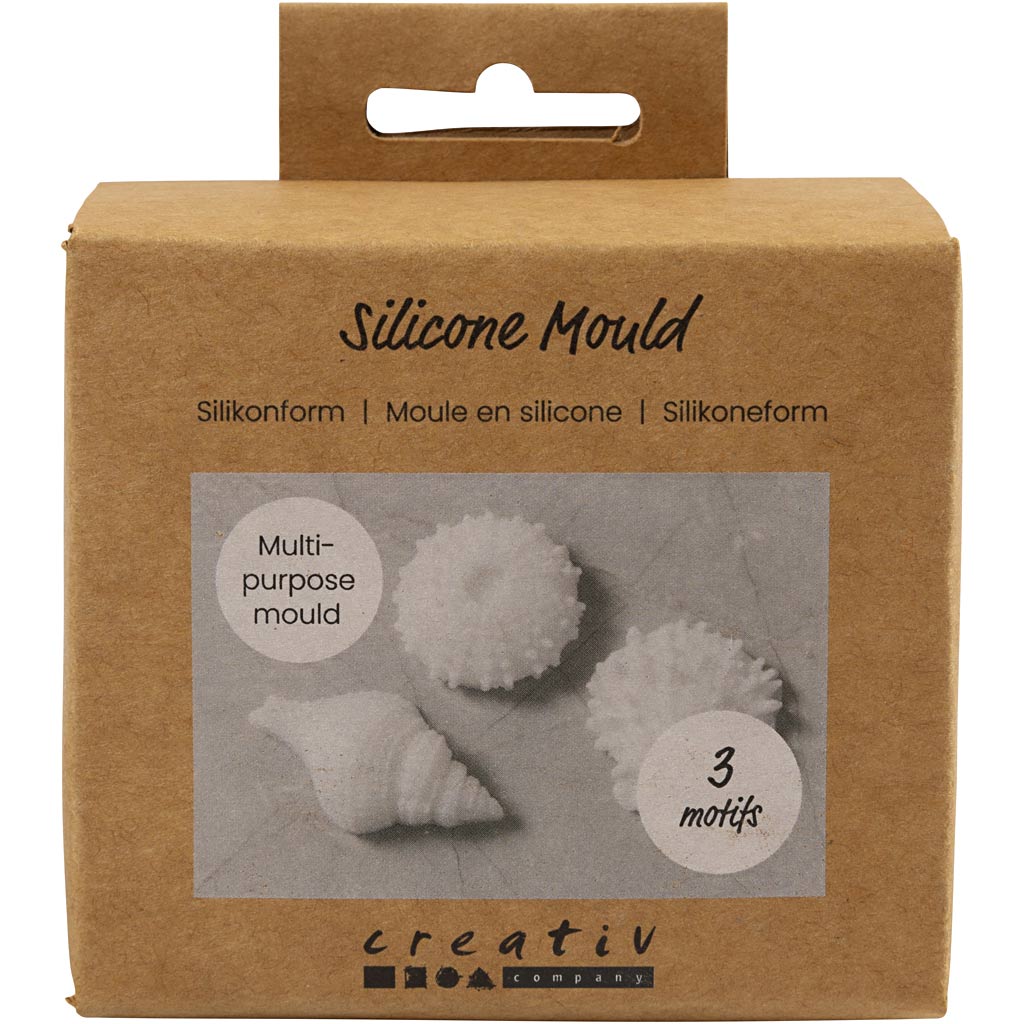 Creativ company silicone molds, starfish, conch shell, shell, h: 1.5-2 cm, d 3.5-6 cm, 3 pieces 1 box