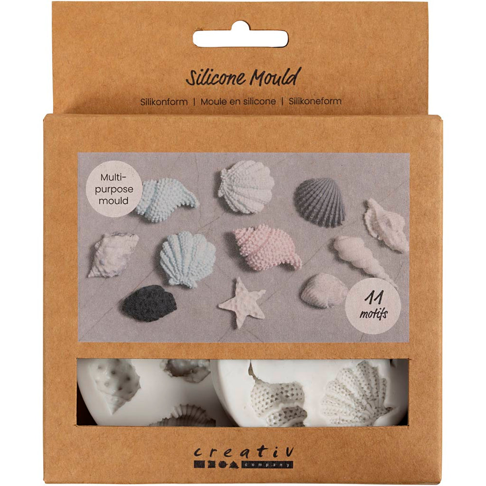 Creativ company silicone molds, starfish, large seashell, shell, h: 0.3-1 cm, l: 1.3-3.3 cm, 2 pieces 1 box