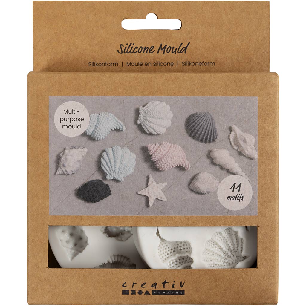 Creativ company silicone molds, starfish, large seashell, shell, h: 0.3-1 cm, l: 1.3-3.3 cm, 2 pieces 1 box