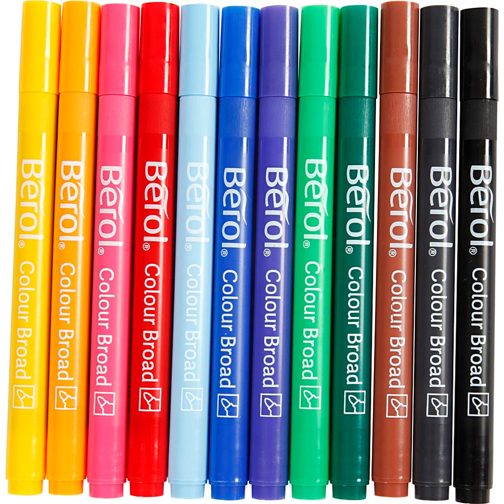 Berol marker, d 10 mm, line width 1-1.7 mm, various colours, 12 pieces in a box