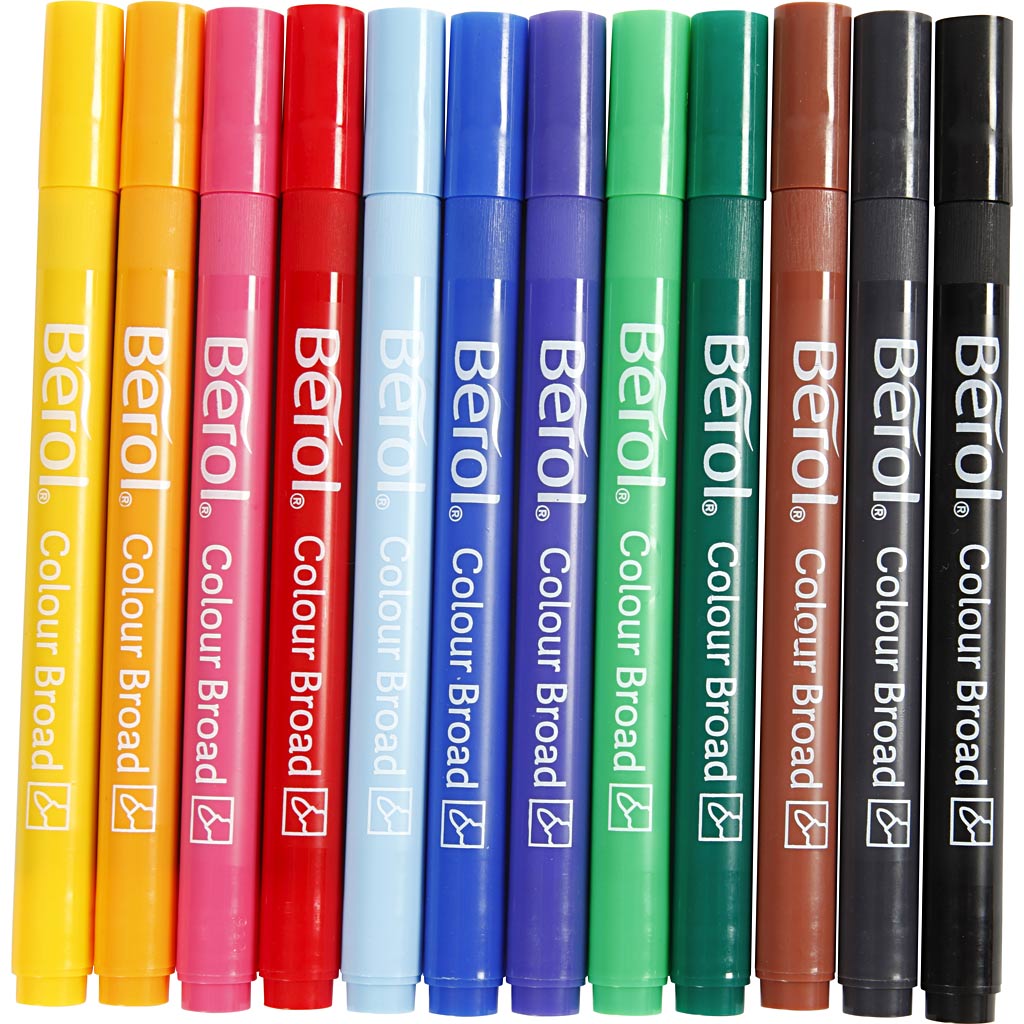 Berol marker, d 10 mm, line width 1-1.7 mm, various colours, 12 pieces in a box