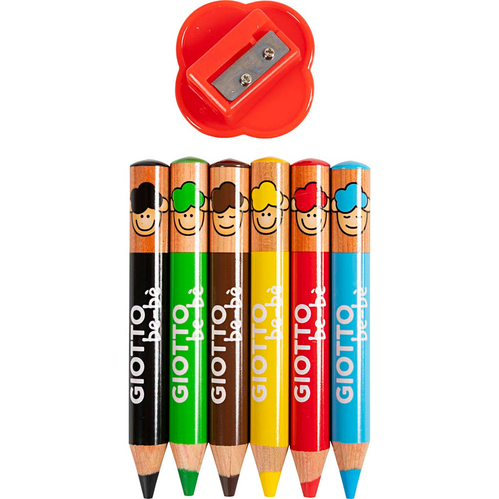 Giotto colored pencils, length 10.5 cm, thickness 13 mm, lead 6 mm, various colors, 6 pieces 1 box