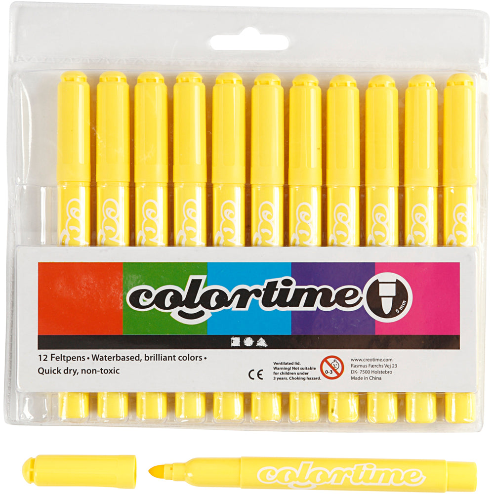 Creativ company colortime markers, line width 5 mm, lemon yellow, 12 pieces in a box
